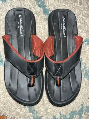 Eddie Bauer Black and Rust Orange Men's Flip Flop Sandals
